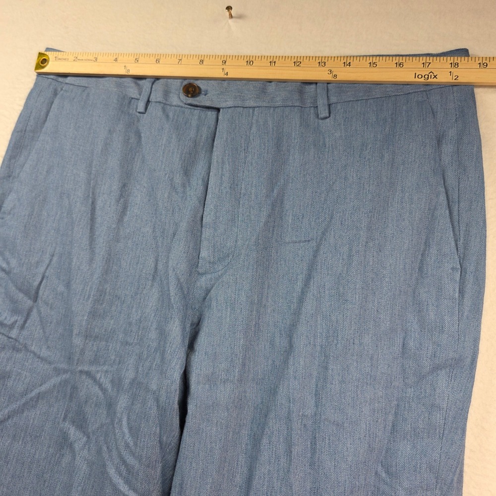Bonobos Dress Pants Men 36x32 Blue Slim Fit Profila Italia Herringbone Trousers - Picture 6 of 10